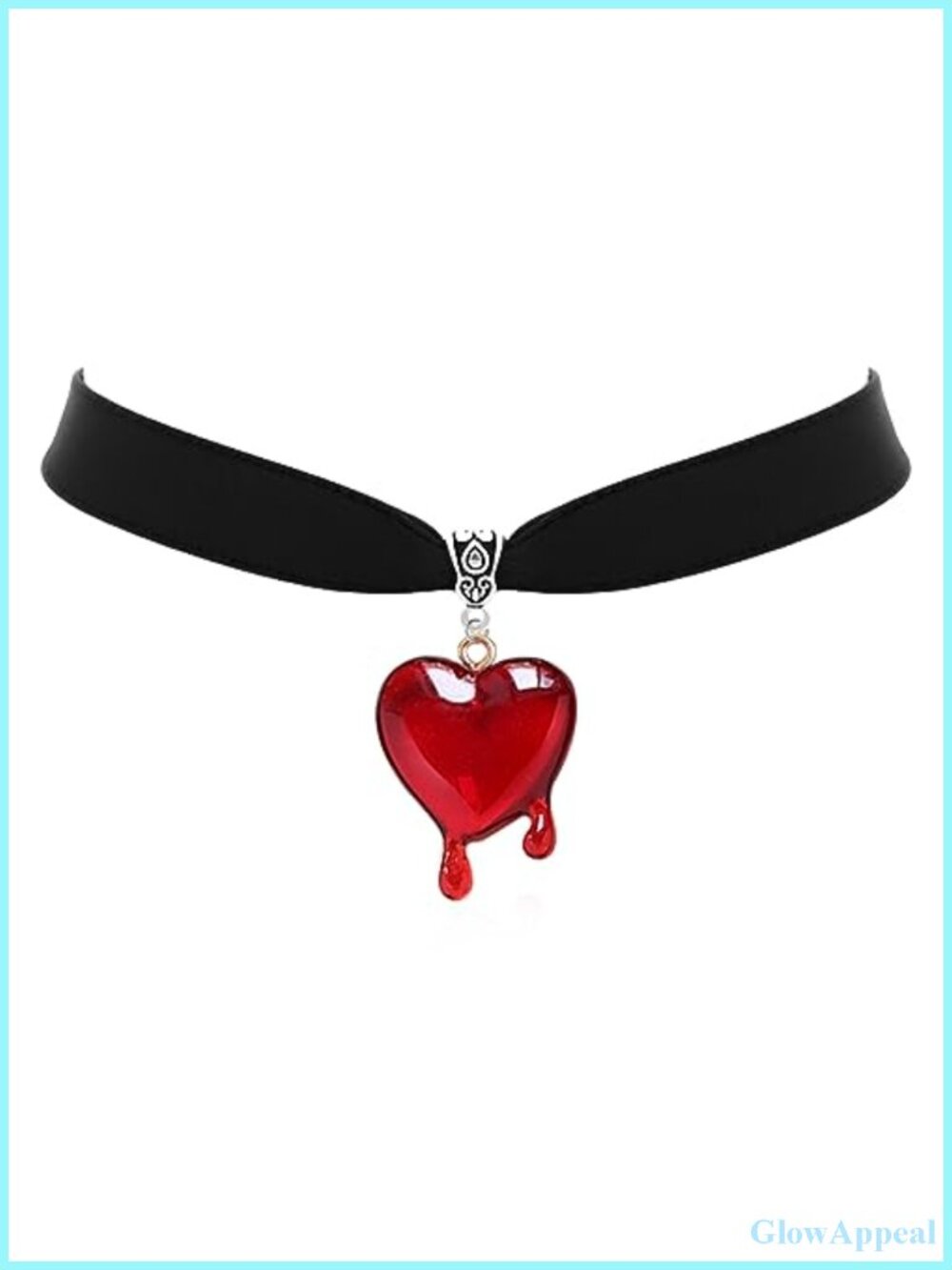 Blood Drip Heart Choker Necklace Acrylic Black Velvet Vampire Jewelry Goth